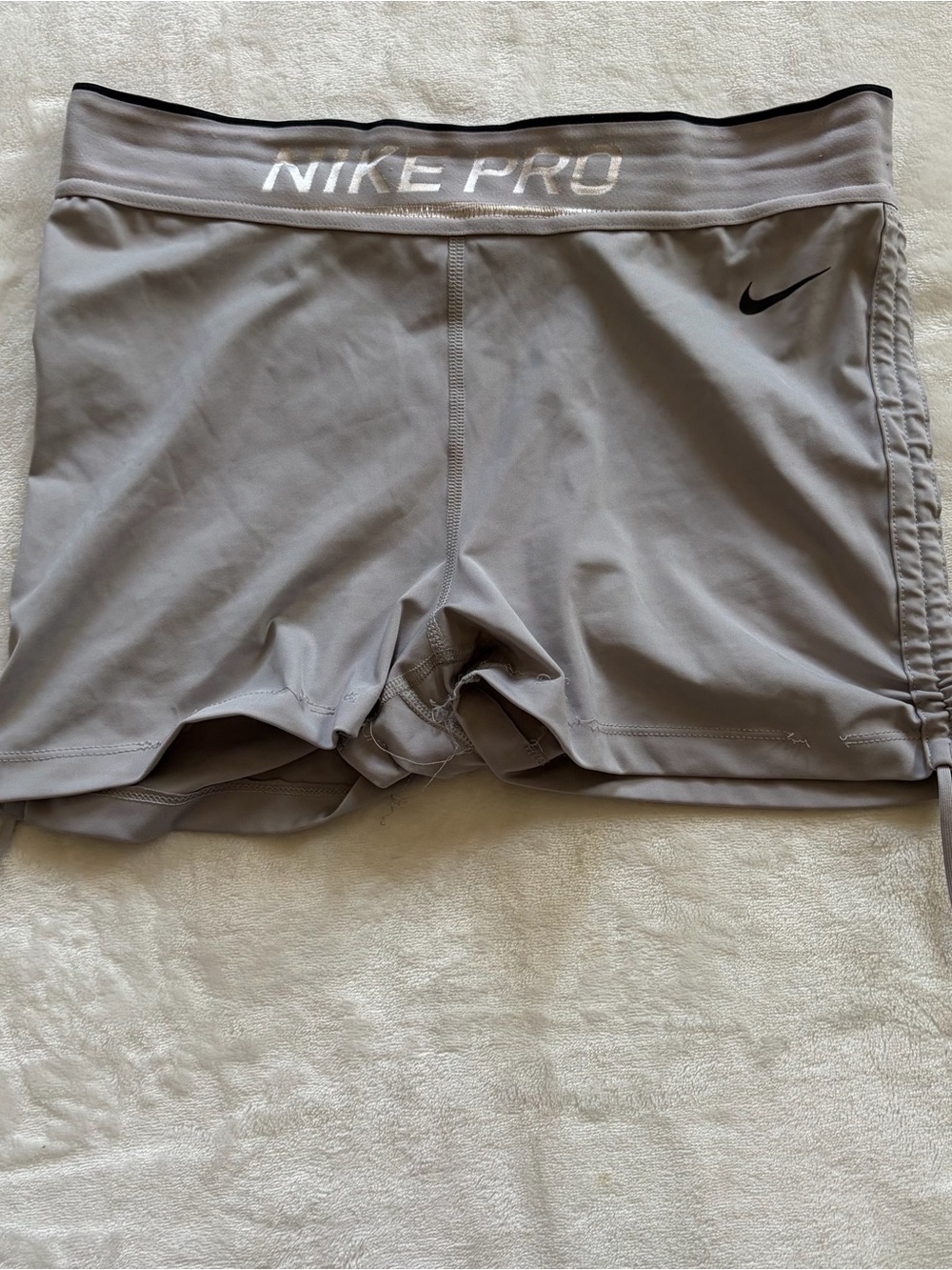 Nike Grey Training Compression Shorts with Black Swoosh